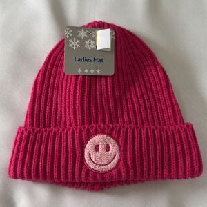 Pink Beanie Womens Smile